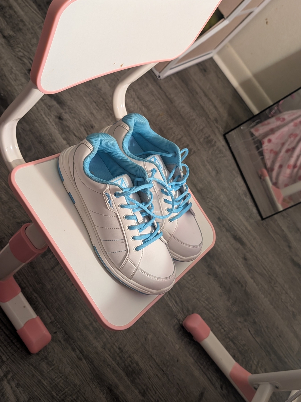 Men White and Light Blue Athletic Sneakers nice shoes